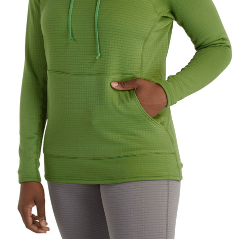 NRS Women's Lightweight Hoodie in Campsite model detail