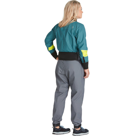 NRS Women's Stratos Semi-Dry Paddling Jacket in Mediterranea model back