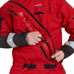 NRS Extreme SAR Dry Suit in Red front entry zipper