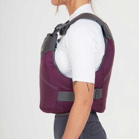 NRS Vapor Lifejacket Plum model side view