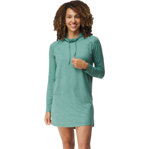 NRS Women's Silkweight Hoodie Dress seafoam model front
