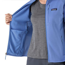 Patagonia Women's R1 Jacket in Abundant Blue showing inside lining