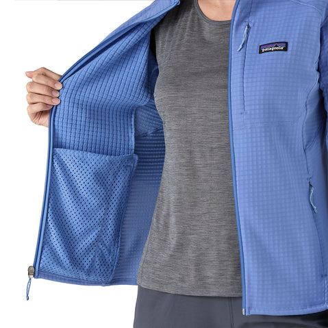 Patagonia Women's R1 Jacket in Abundant Blue showing inside lining