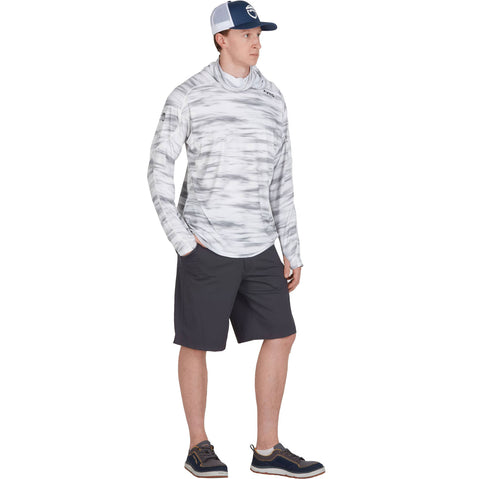 NRS Men's Silkweight Varial Hoodie Sky Camo model front`