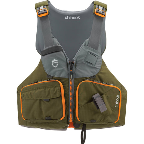 NRS Chinook Fishing LIfejacket (PFD) in Bark front