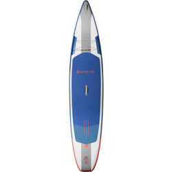 Level 6 Twelve Six Ultralight Inflatable SUP Board Package in Aegean Blue front