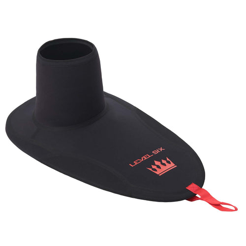 Level Six King Rubber Rand Whitewater Kayak Spray Skirt in Black angle