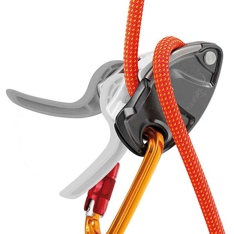 Petzl GriGri + Belay Device in Gray rope lowering