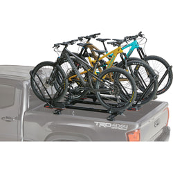 Yakima BedRock HD Truck Bed Rack with bikes loaded angle