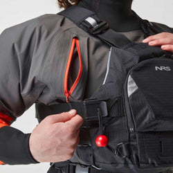 NRS Men's Stratos Semi-Dry Paddling Jacket graphite chest pocket open