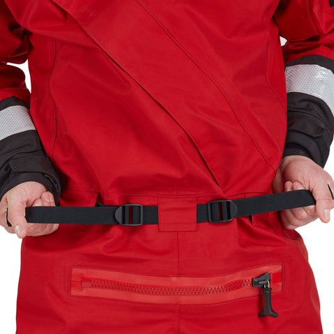 NRS Ascent SAR GORE-TEX Dry Suit in Red model waistbelt