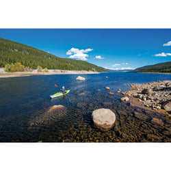 Advanced Elements AdvancedFrame Ultralite Inflatable Kayak in Lime/Gray in use