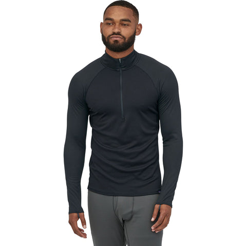 Patagonia Men's Capilene Mid Weight Zip Neck Shirt in Black front