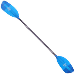 Werner Side Kick Fiberglass Bent Shaft Whitewater Kayak Paddle in Translucent Blue angle