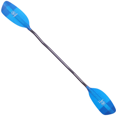 Werner Side Kick Fiberglass Bent Shaft Whitewater Kayak Paddle in Translucent Blue angle