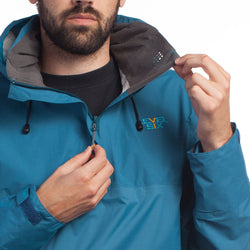 Level Six Men's Torngat Paddling Jacket in Crater Blue neck closure