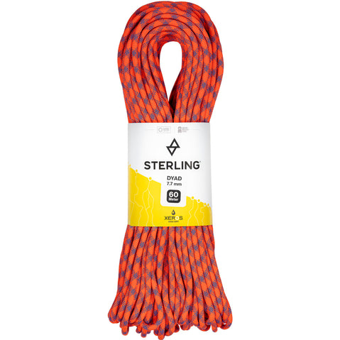 Sterling Rope Dyad 7.7 XEROS Climbing Rope in Orange