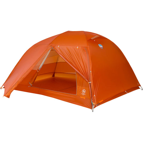Big Agnes Copper Spur UL 3 Person Backpacking Tent in Tangelo with fly open