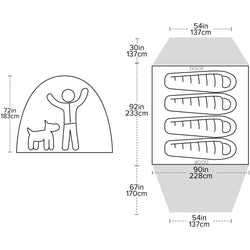 Big Agnes Bunk House 4 Person Camping Tent in Prairie Sand/Chinois Green diagram