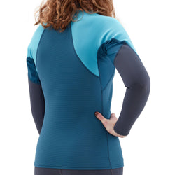 NRS Women's HydroSkin 0.5 Long Sleeve Shirt in Poseidon model back