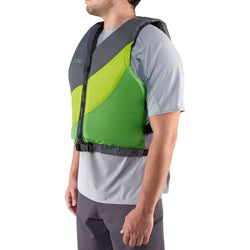 NRS Crew Universal Lifejacket (PFD) in Green/Gray model angle