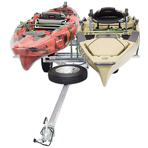 Malone MicroSport LowBed 2 Kayak Bunk-Style Trailer Package with kayak loaded front