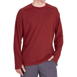 NRS Men's Silkweight Long Sleeve Shirt in Vino model frontcrop