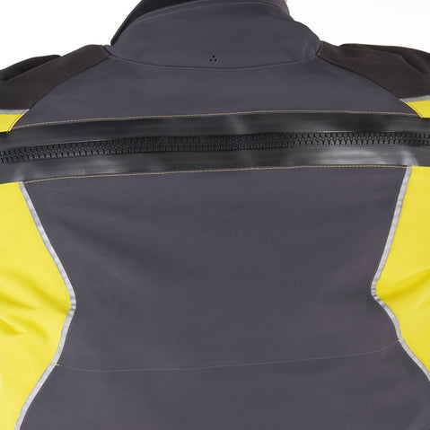 Level Six Emperor Dry Suit in Citron rear entry zipper