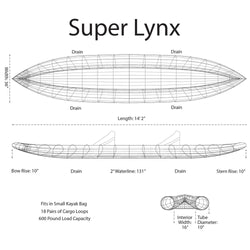 AIRE Super Lynx Inflatable Kayak wireframe diagram