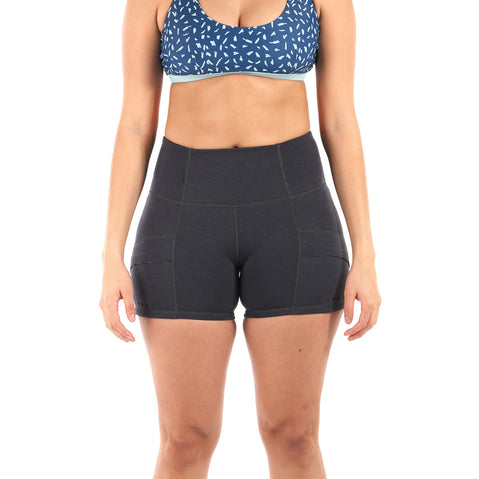 Level Six Womens Sombrio Neoprene Shorts in Black Heather front