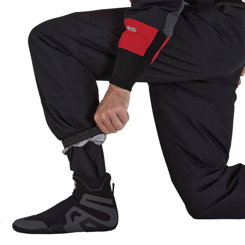 NRS Men's Pivot Drysuit in Red model ankle