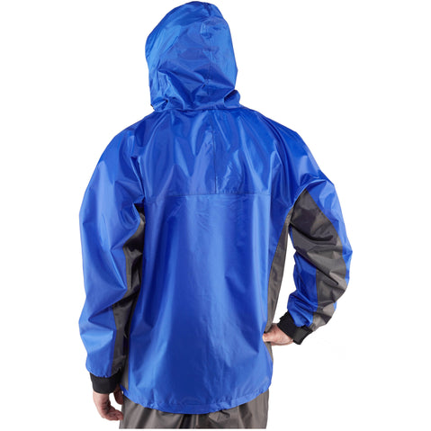 NRS Rio Hooded Paddling Jacket in Blue model back
