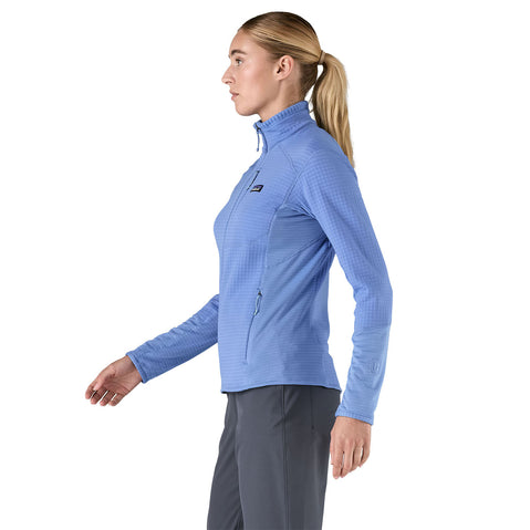 Patagonia Women's R1 Jacket in Abundant Blue on model side view