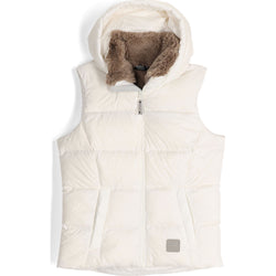 Outdoor Research Women's Coldfront Hooded Down Vest II in Snow front