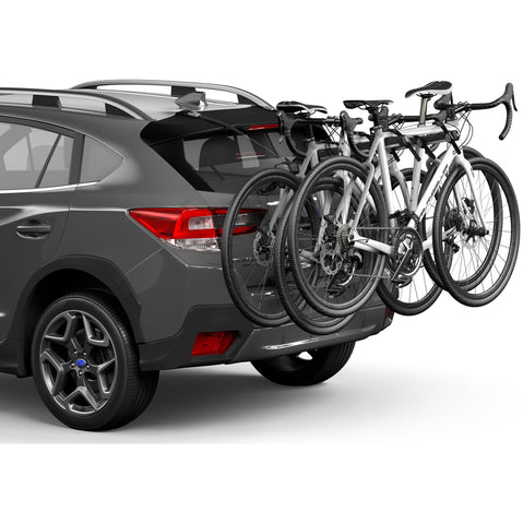 Thule OutWay Hanging 3 Bike Trunk Rack in Silver/Black with bikes loaded