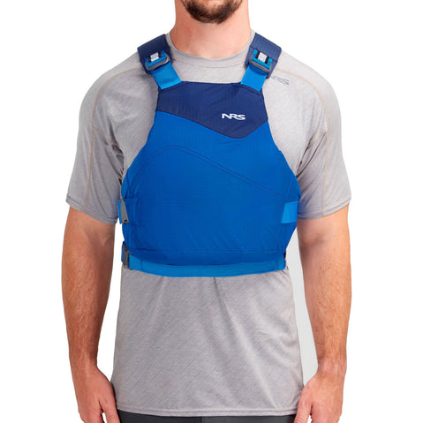NRS Vapor Lifejacket Blue model front view