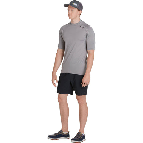 NRS Men's Rashguard Short Sleeve Shirt in Titanium model front