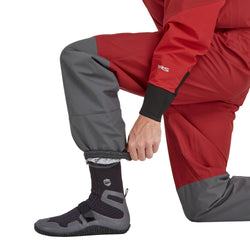 NRS Men's Explorer Semi-Dry Suit in Red model ankle