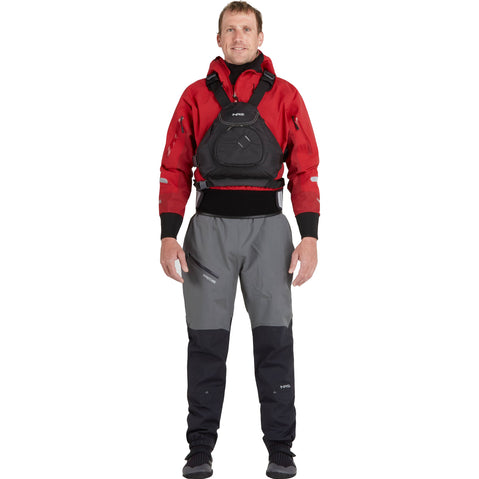 NRS Men's Orion Paddling Jacket in Red model frontPFD