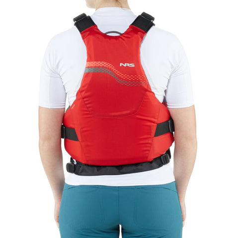 NRS Vapor Kayak Lifejacket (PFD) in Red model back
