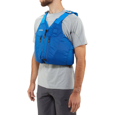 NRS Clearwater Kayak Lifejacket (PFD) in Blue model angle