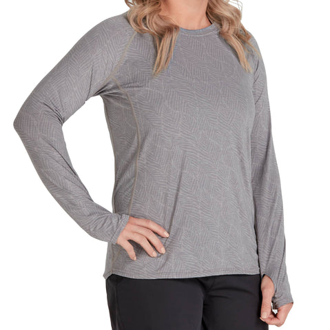 NRS Women's Silkweight Long Sleeve Shirt in Sharkskin model frontcrop