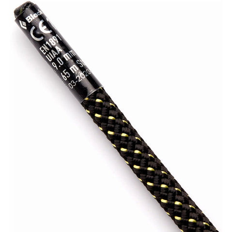 Black Diamond 9.0 Static Haul Rope in Black/Yellow angle