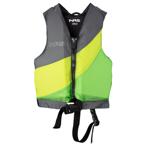 NRS Crew Child Lifejacket (PFD) in Green/Gray front