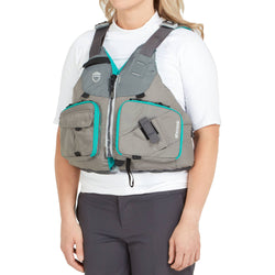 NRS Women's Shenook Fishing Lifejacket (PFD) in Silver model view angle