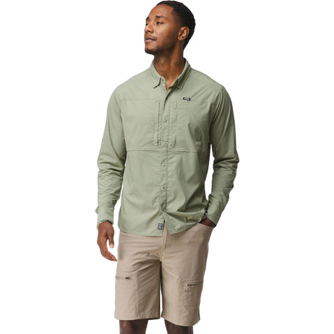 NRS Men's Drifter Long Sleeve Shirt in Sage model front