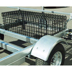 Malone MegaSport 2-Boat MegaWing Trailer Package with wire storage basket loaded