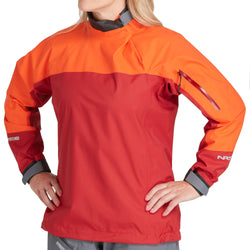 NRS Women's Endurance Paddling Jacket in Poppy/Vino model frontcrop