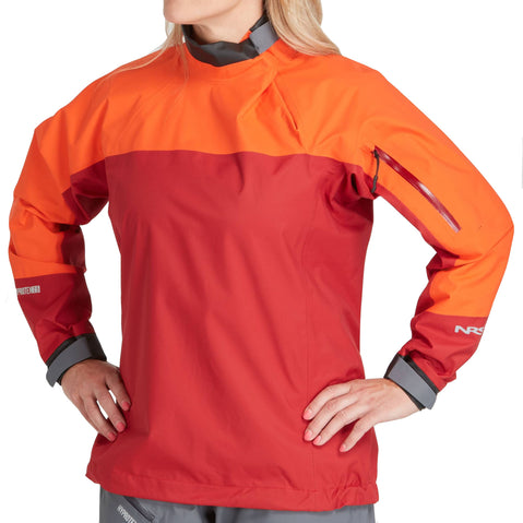 NRS Women's Endurance Paddling Jacket in Poppy/Vino model frontcrop