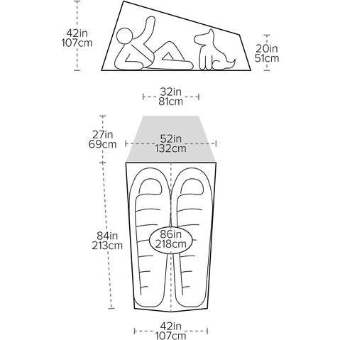 Big Agnes Fly Creek UL 2 Person Backpacking Tent in Asphalt/Gray Ridge diagram